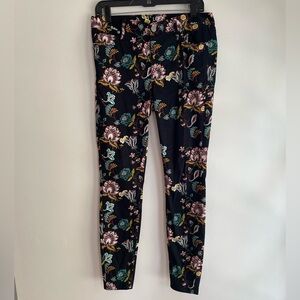 LOFT Black Floral Ankle Pants